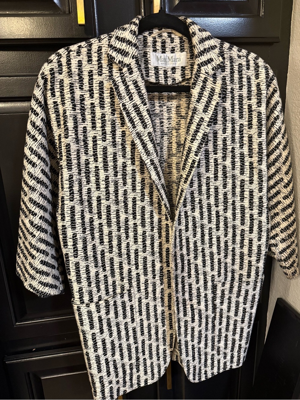 MaxMara Black and White Textured Blazer Jacket size 4
